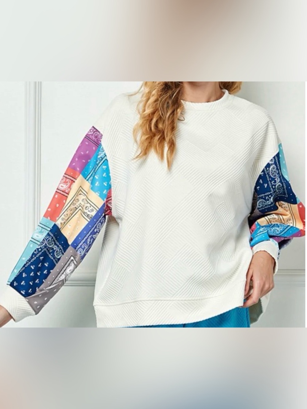 See and Be Seen Pullover Sweatshirt with Bandana Sleeves - NWOT - S (Oversized)